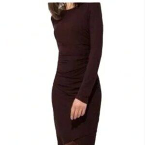 Kit & Ace Wave T-shirt Dress Long Sleeve Asymmetrical Cashmere Size 10